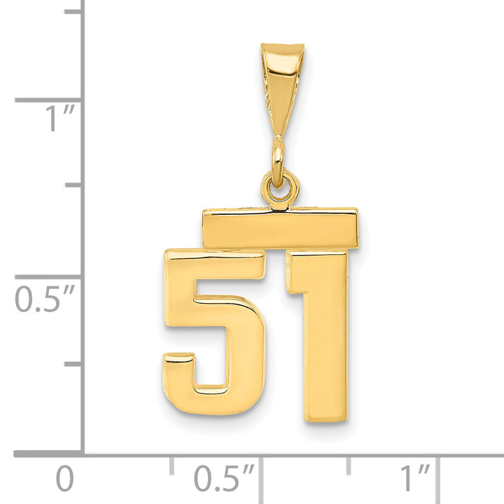 14k yellow gold small polished number 51 charm