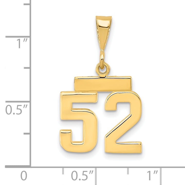 14k yellow gold small polished number 52 charm