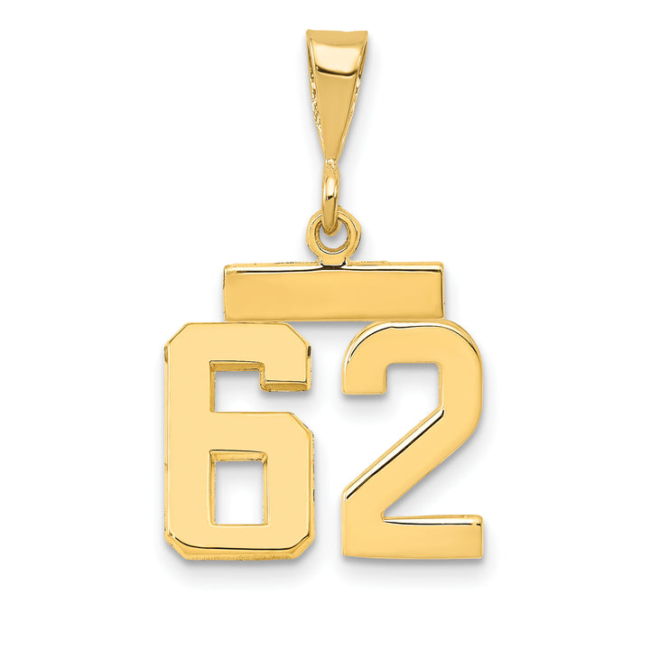 14k yellow gold small polished number 62 charm