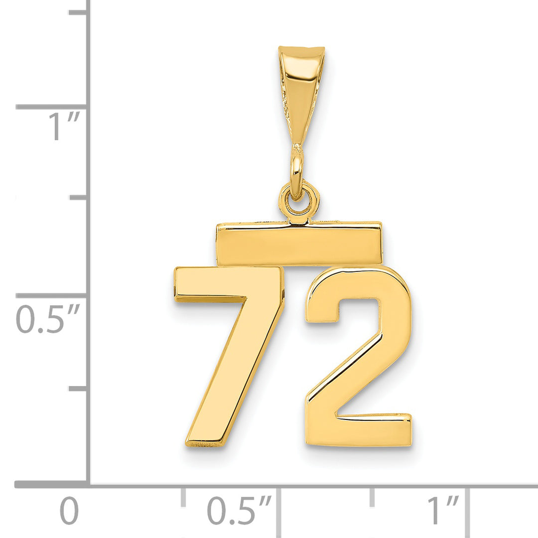 14k yellow gold small polished number 72 charm