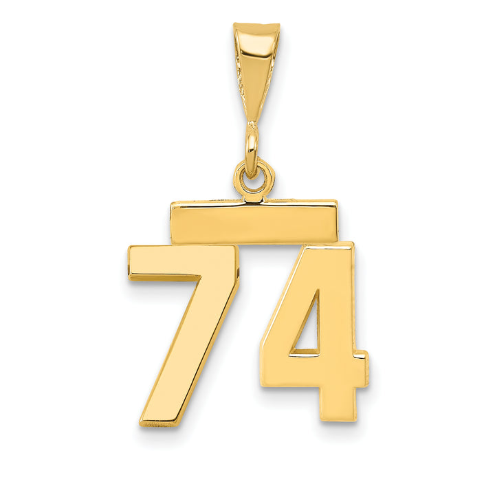 14k yellow gold small polished number 74 charm