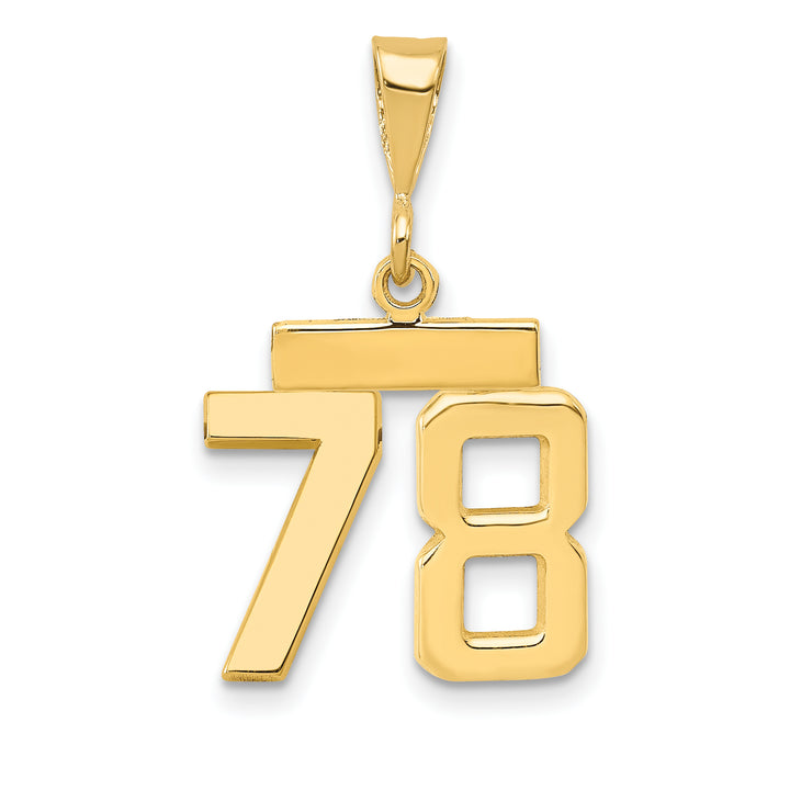 14k yellow gold small polished number 78 charm