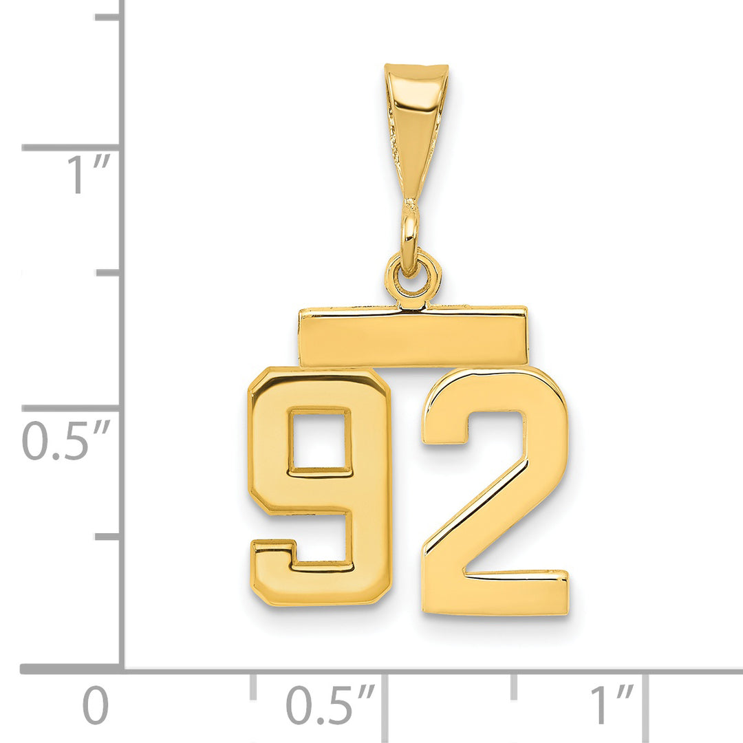 14k yellow gold small polished number 92 charm