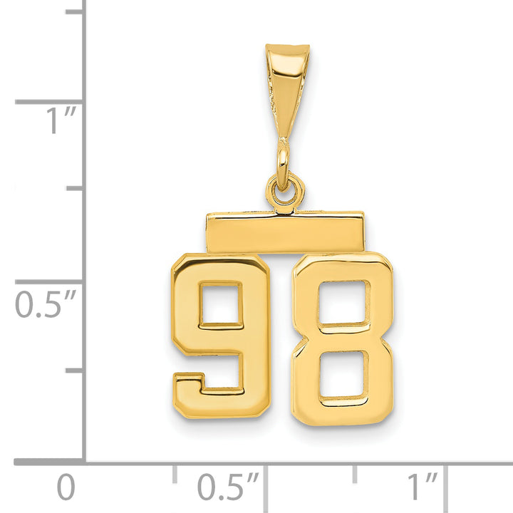 14k yellow gold small polished number 98 charm