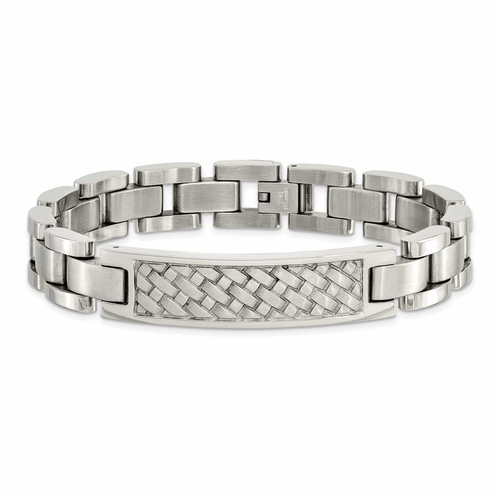 Stainless Steel Brushed and Polished Weaved Pattern 8.5in ID Bracelet