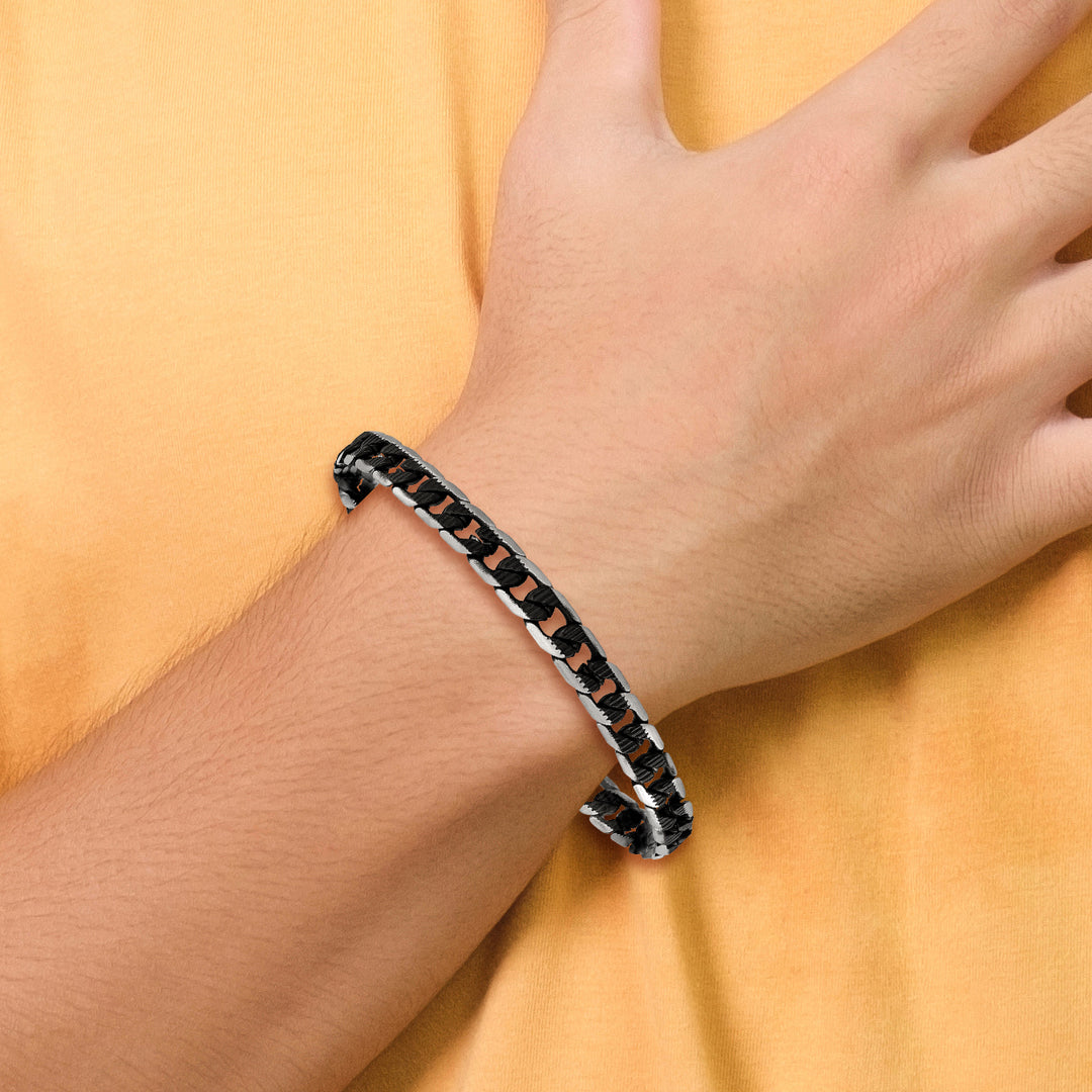 Chisel Stainless Steel Brushed and Black Finish Finish Curb Bracelet