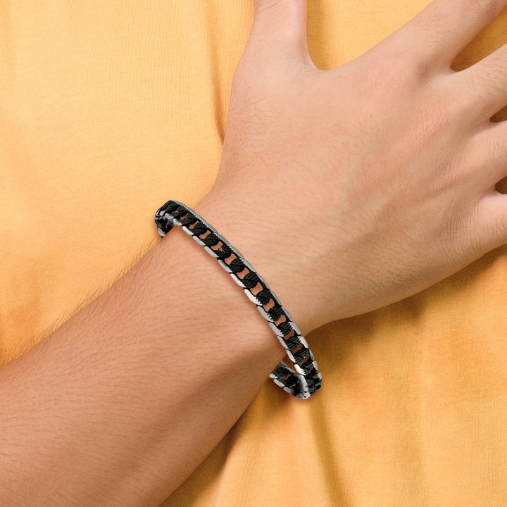 Chisel Stainless Steel Brushed and Black Finish Finish Curb Bracelet