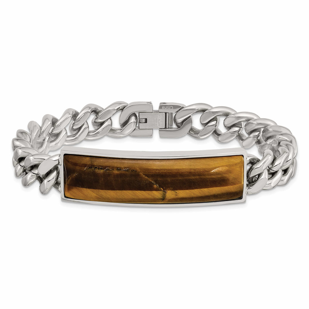 Chisel Stainless Steel with Tiger's Eye Inlay 8.25" ID Bracelet