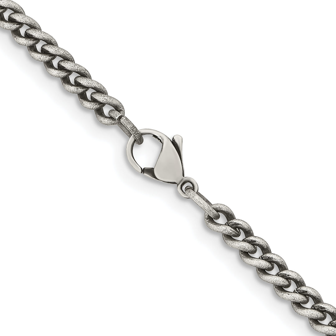 Chisel Stainless Steel Antiqued 4mm Round Curb Chain