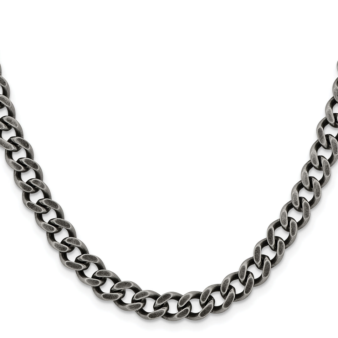 Chisel Stainless Steel Oxidized7.5mm Curb Chain
