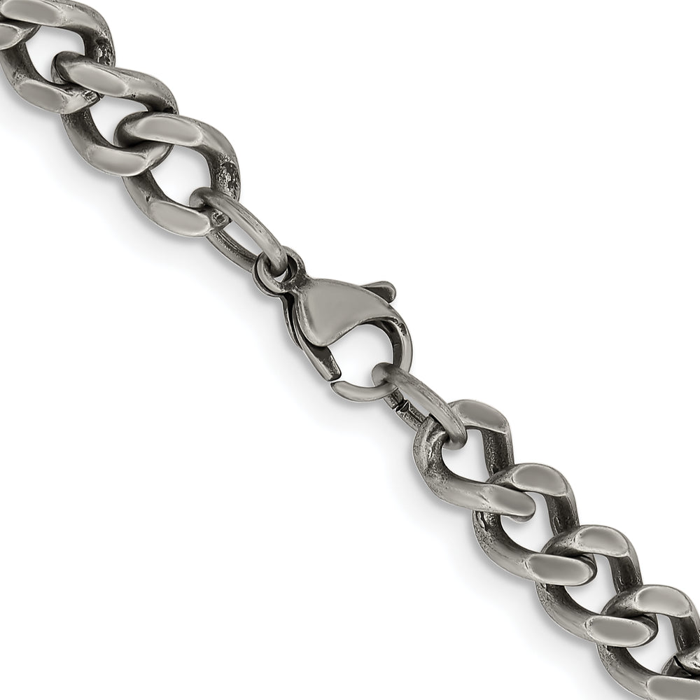Chisel Stainless Steel Oxidized7.5mm Curb Chain