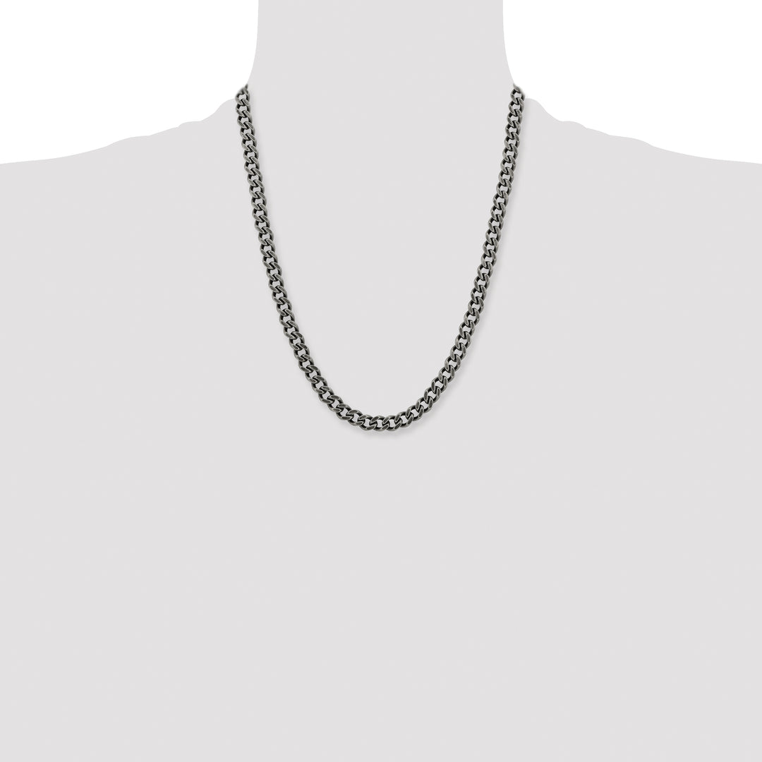 Chisel Stainless Steel Oxidized 7.5mm Curb Chain