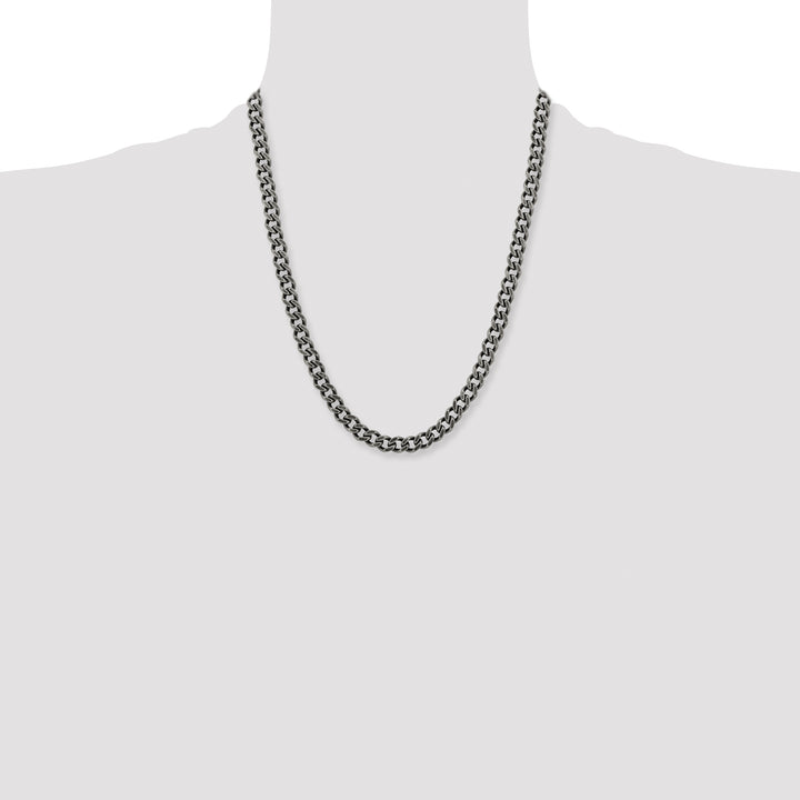 Chisel Stainless Steel Oxidized 7.5mm Curb Chain