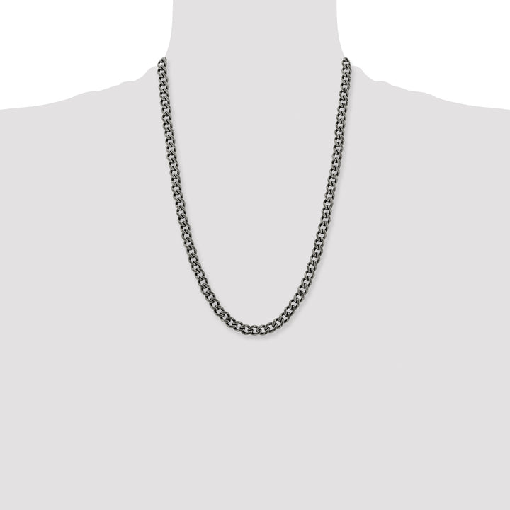 Chisel Stainless Steel Oxidized 7.5mm Curb Chain