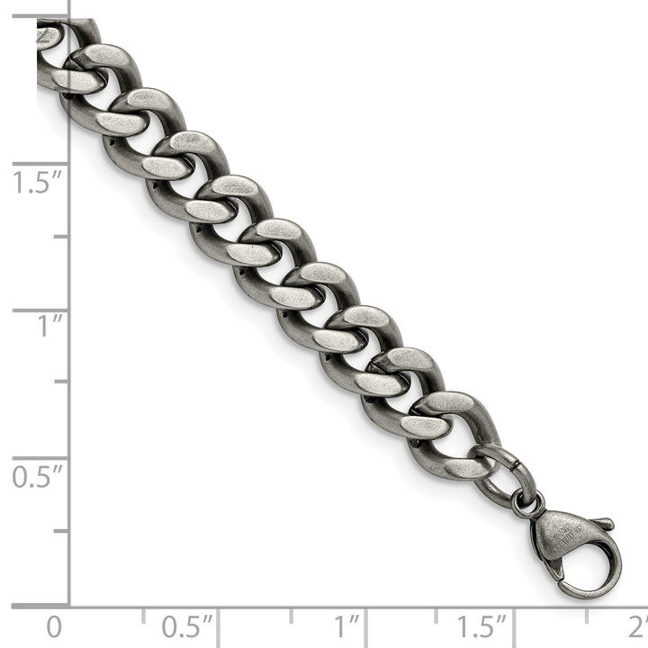 Chisel Stainless Steel Oxidized 9.25mm Curb Bracelet