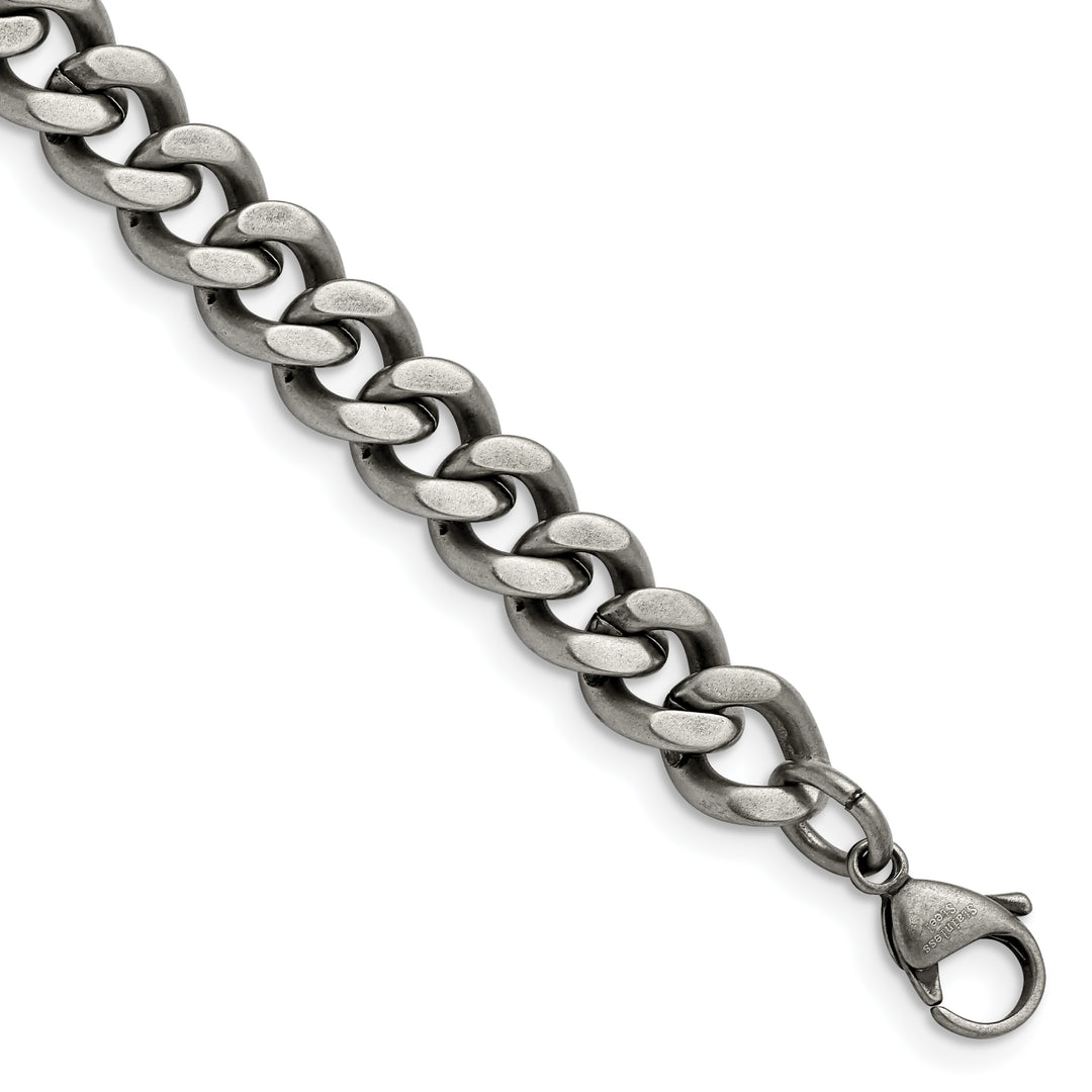 Chisel Stainless Steel Oxidized 9.25mm Curb Bracelet