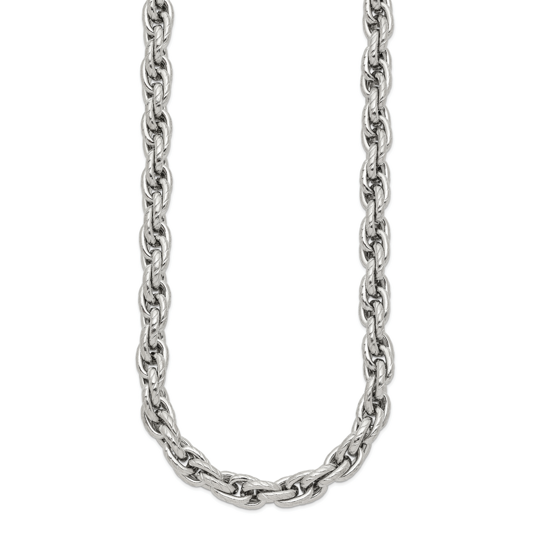 Chisel Stainless Steel and Textured Fancy Rope Chain 24 Inch