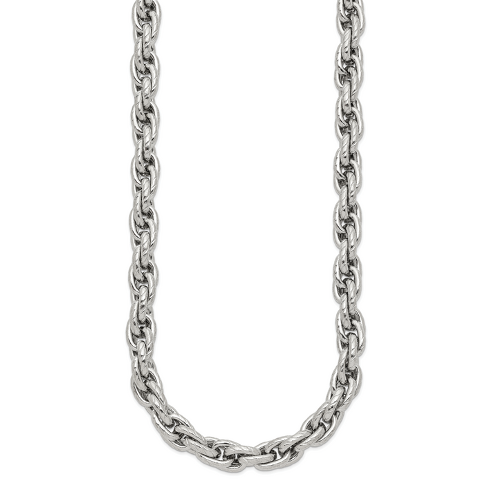Chisel Stainless Steel and Textured Fancy Rope Chain 24 Inch