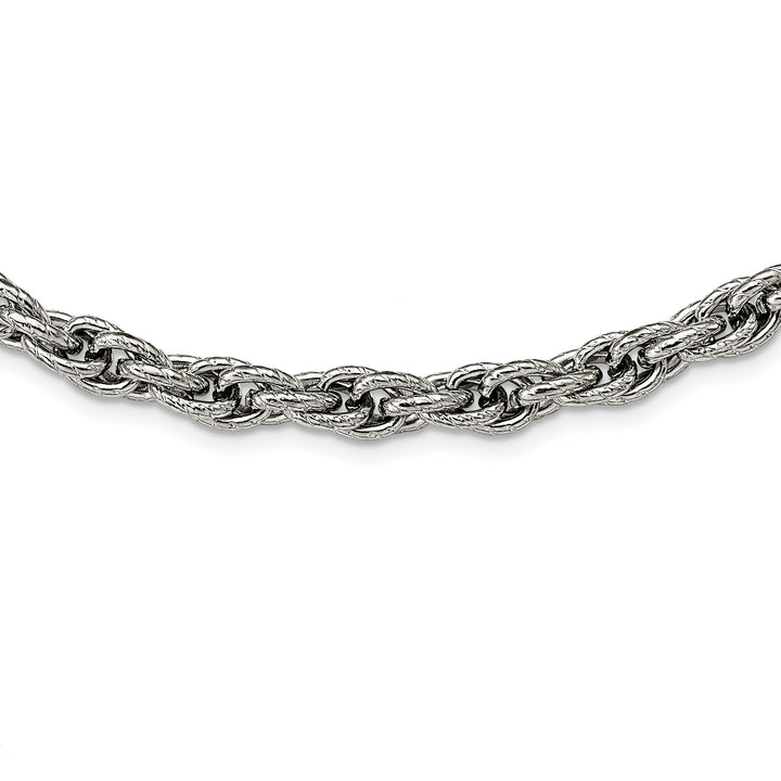 Chisel Stainless Steel and Textured Fancy Rope Chain 24 Inch