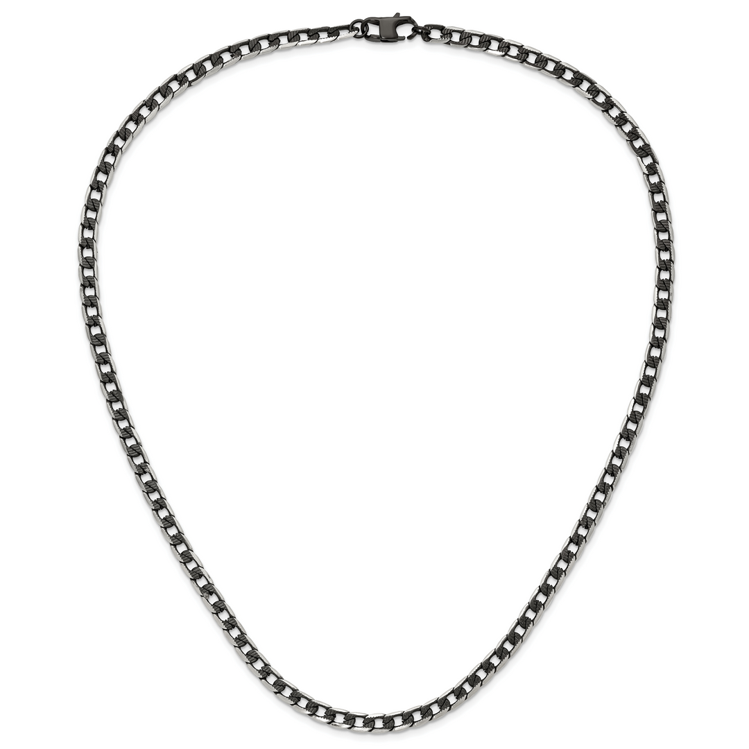 Chisel Stainless Steel Brushed and Black Finish Finish Curb Chain