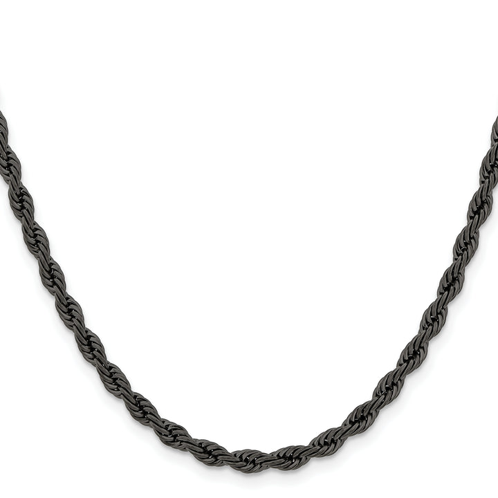 Chisel Stainless Steel Black Finish Finish 4mm Rope Chain