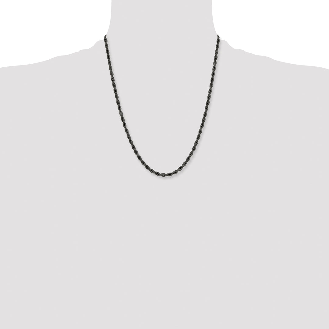 Chisel Stainless Steel Black Finish Finish 4mm Rope Chain
