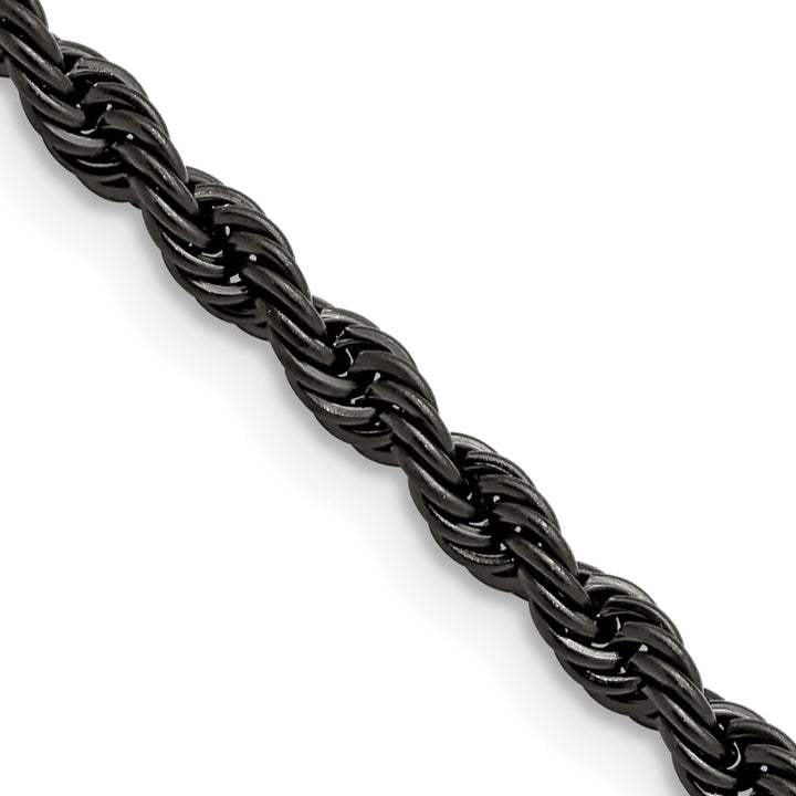 Chisel Stainless Steel Black Finish Finish 4mm Rope Chain