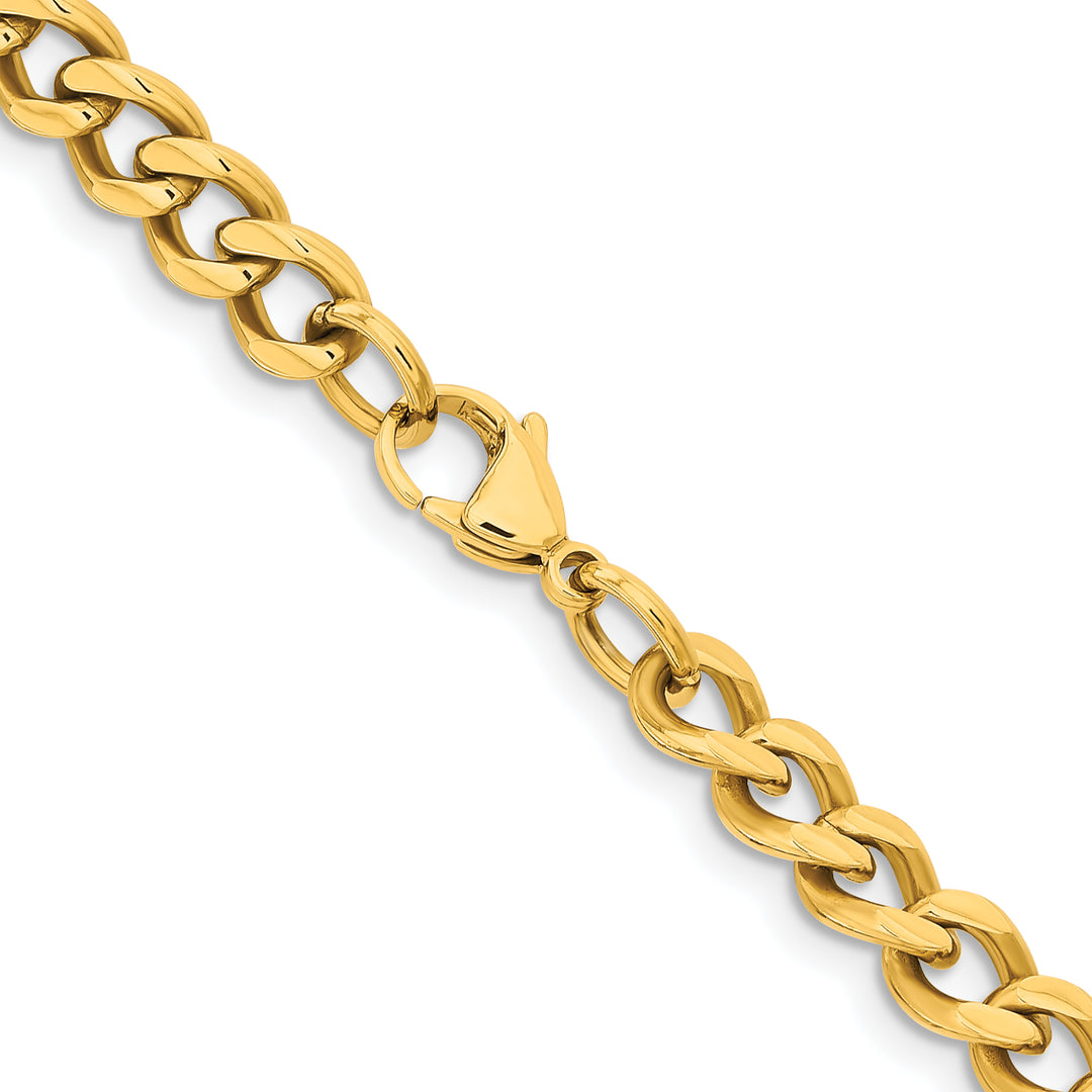 Chisel Stainless Steel Yellow Finish Finish 7.5mm Curb Chain