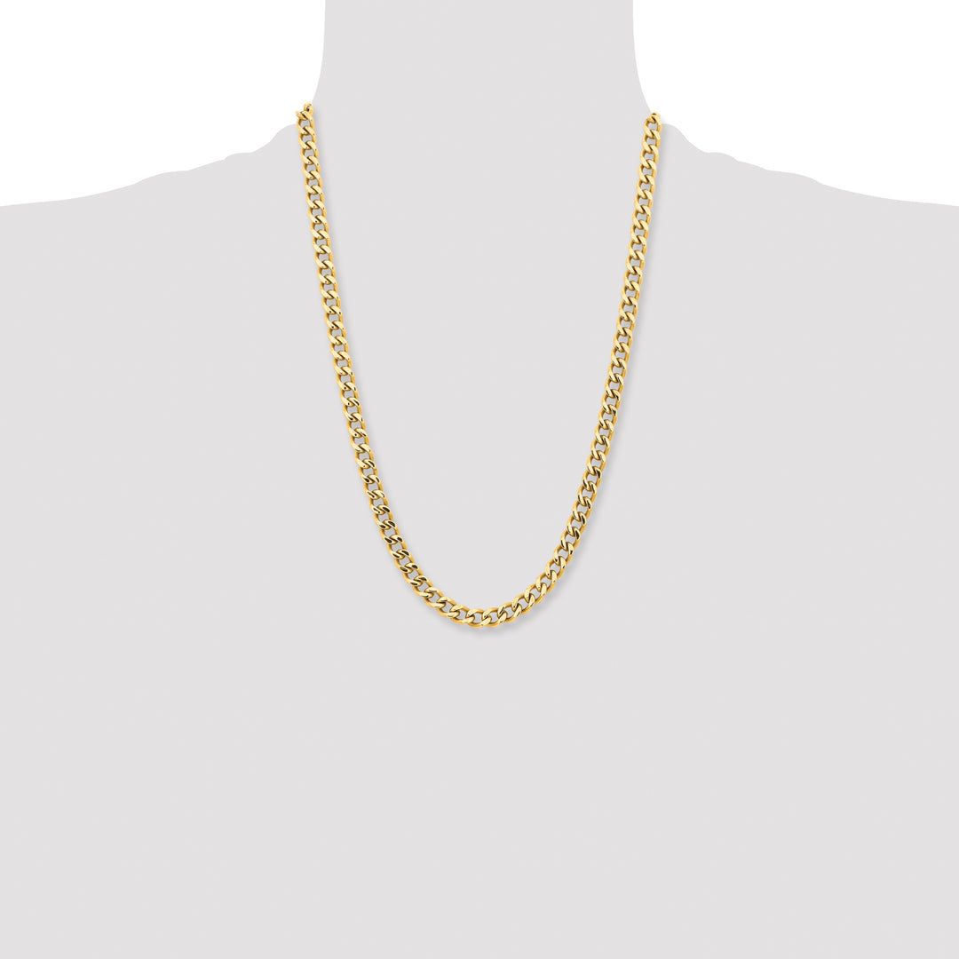 Chisel Stainless Steel Yellow Finish Finish 7.5mm Curb Chain