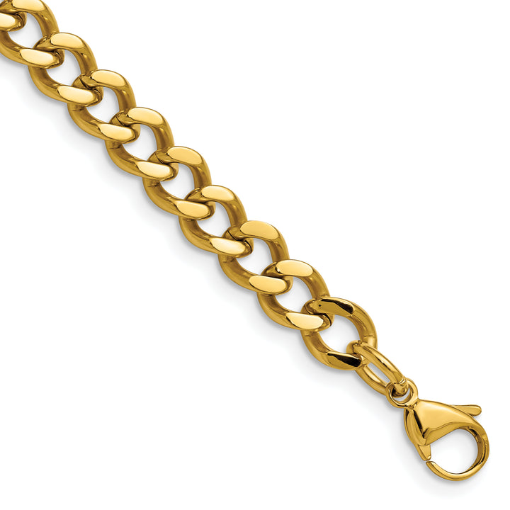 Chisel Stainless Steel Yellow Finish Finish 7.5mm Curb Bracelet