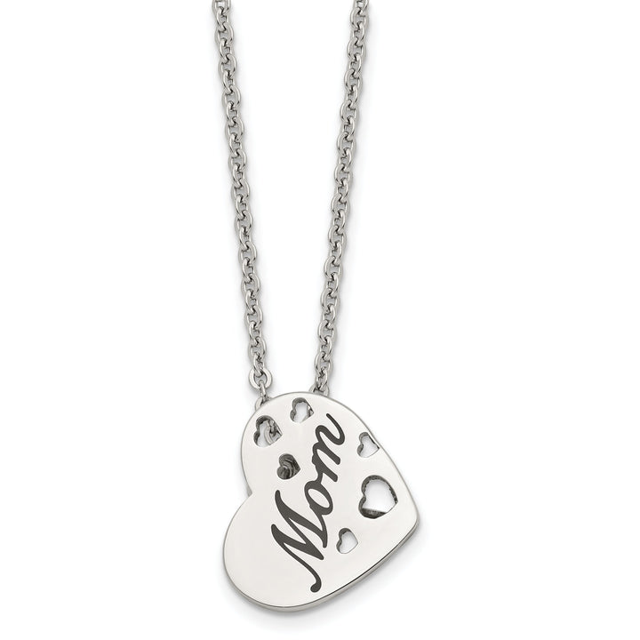 Chisel Stainless Steel Enameled Mom Heart Pendant on Cable Chain