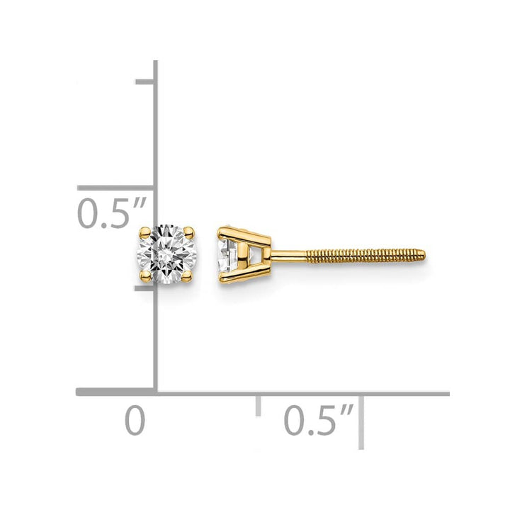 14K Yellow Gold 3/8 ct VS2/SI1 G-I Diamond Screw Back Stud Earrings