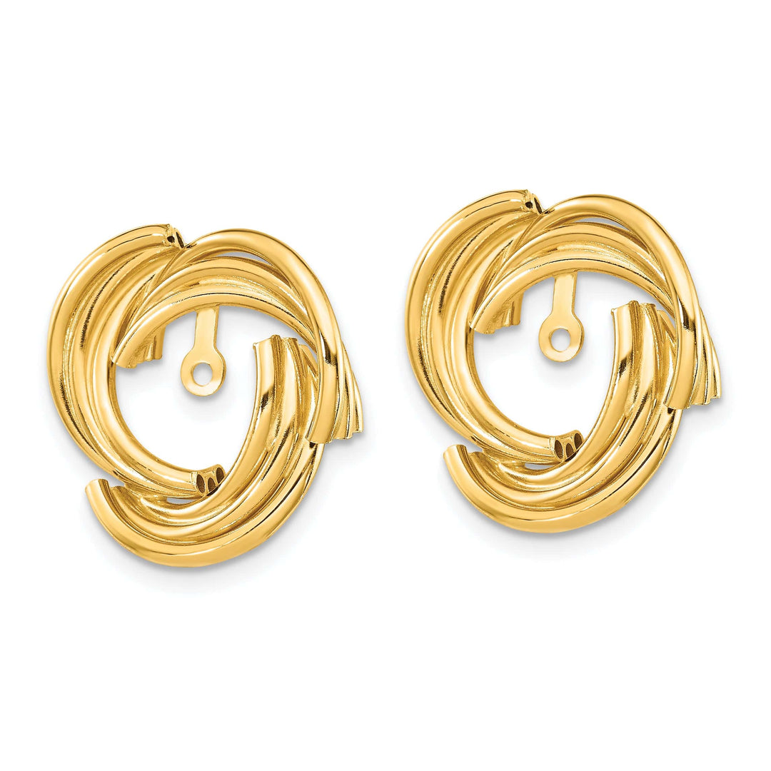 14k Yellow Gold Polished Fancy Swirl Design Earring Jackets