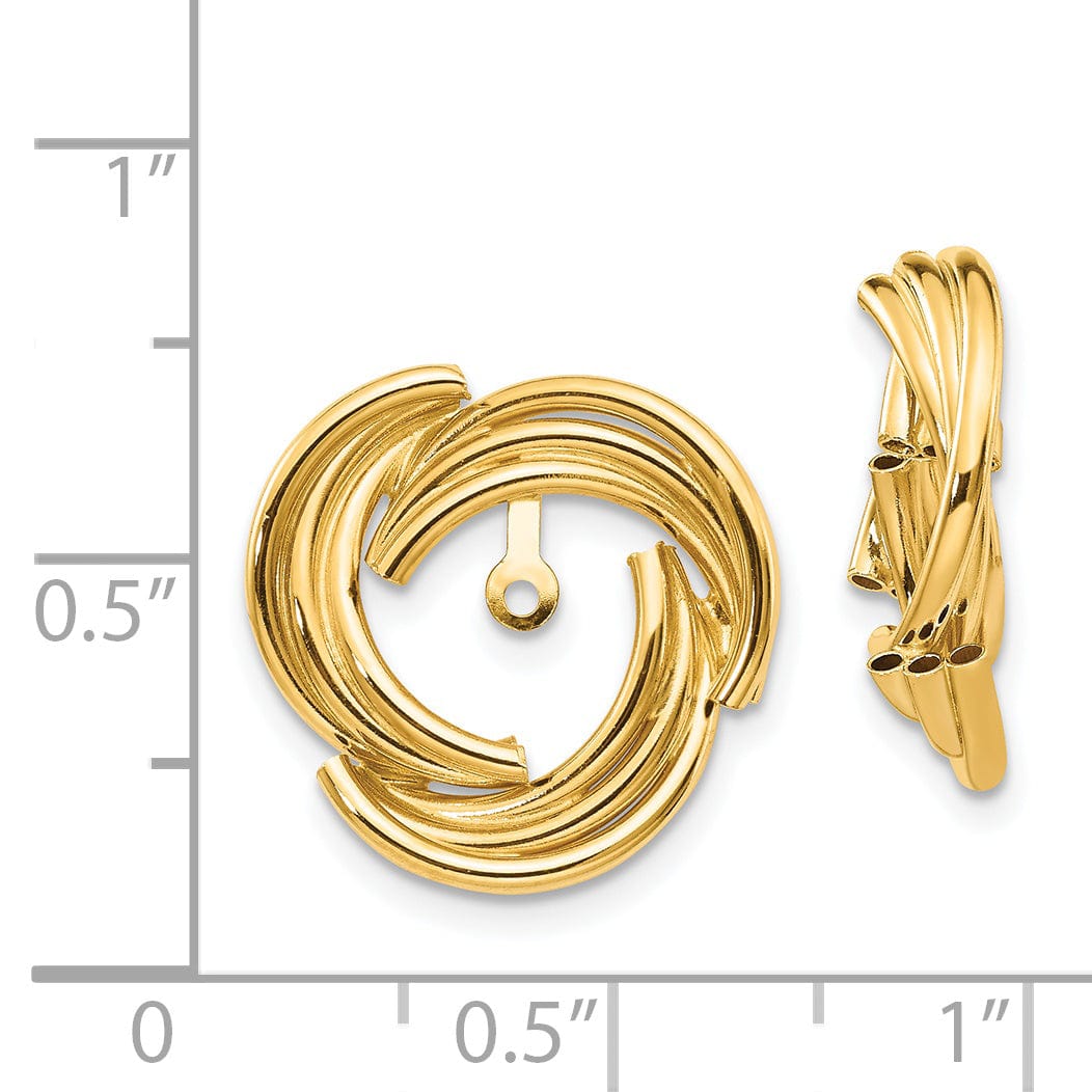 14k Yellow Gold Polished Fancy Swirl Design Earring Jackets