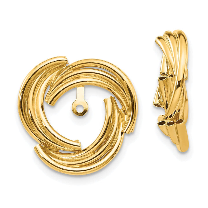 14k Yellow Gold Polished Fancy Swirl Design Earring Jackets