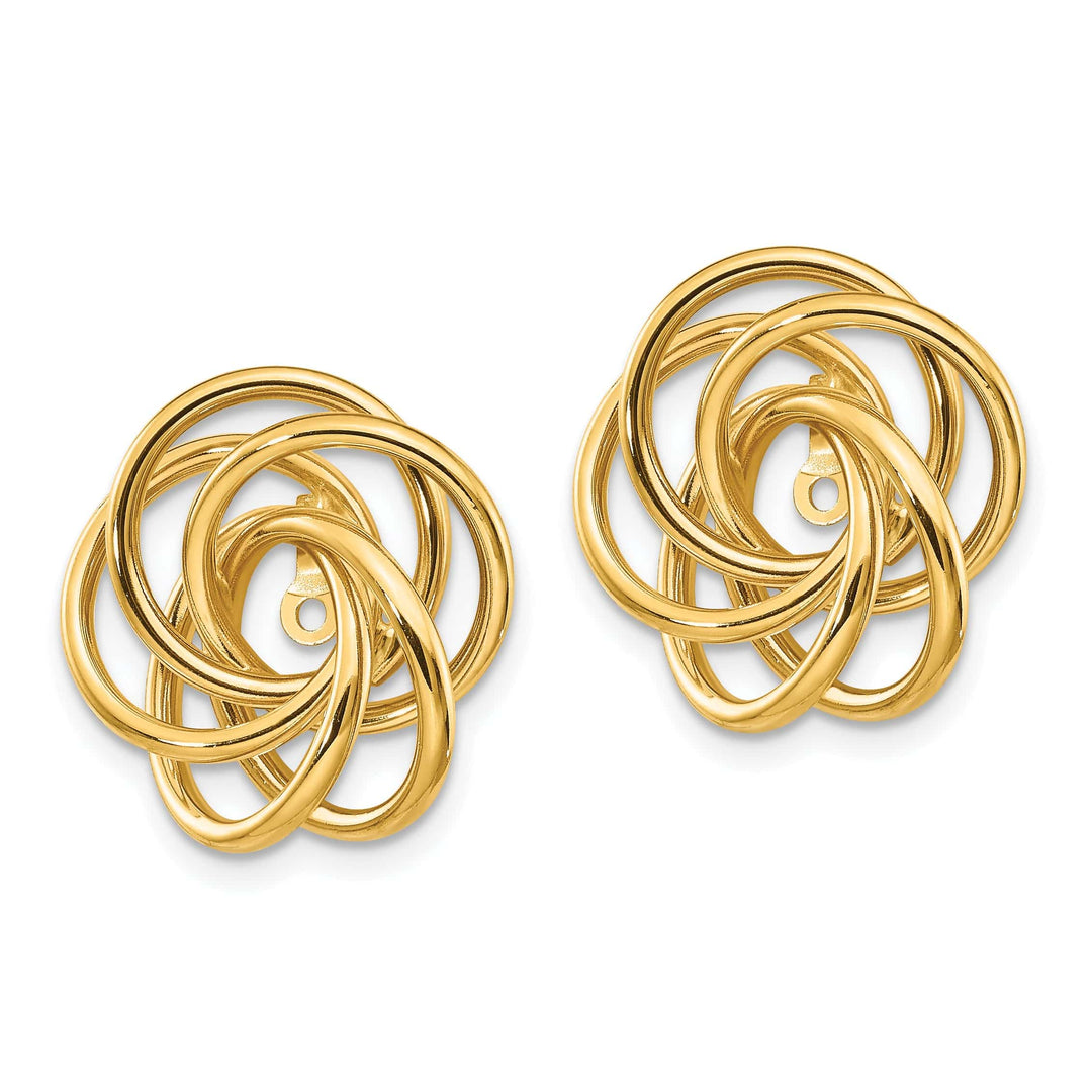 14k Yellow Gold Polished Swirl Design Love Knot Earring Jackets