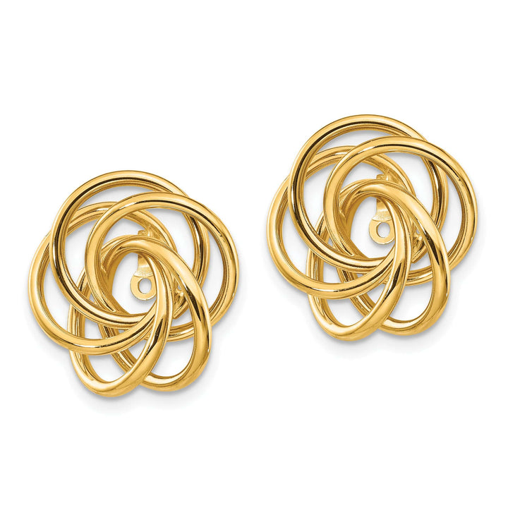 14k Yellow Gold Polished Swirl Design Love Knot Earring Jackets