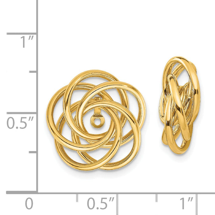 14k Yellow Gold Polished Swirl Design Love Knot Earring Jackets