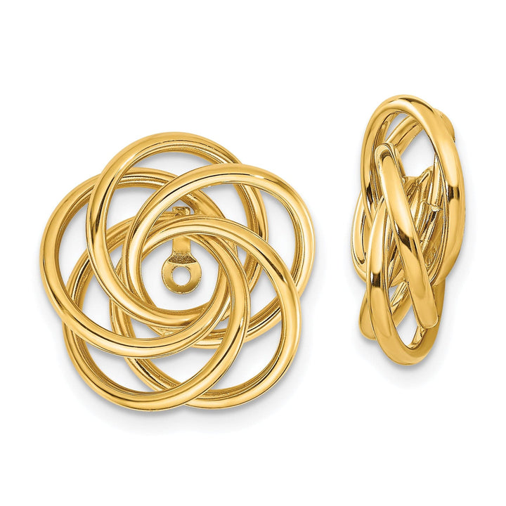 14k Yellow Gold Polished Swirl Design Love Knot Earring Jackets