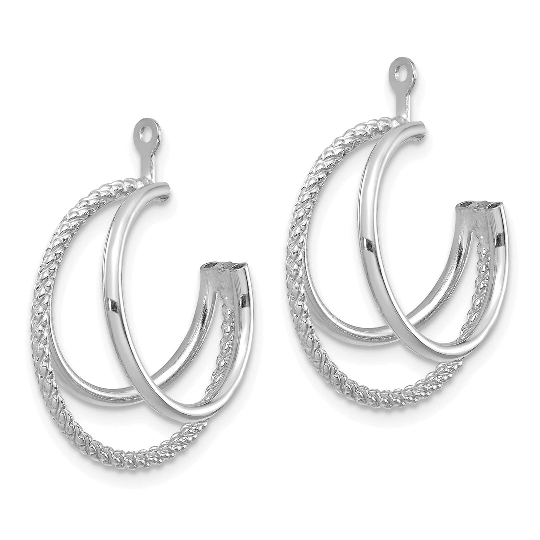 14K White Gold Twisted Triple Design Hoop Earring Jackets