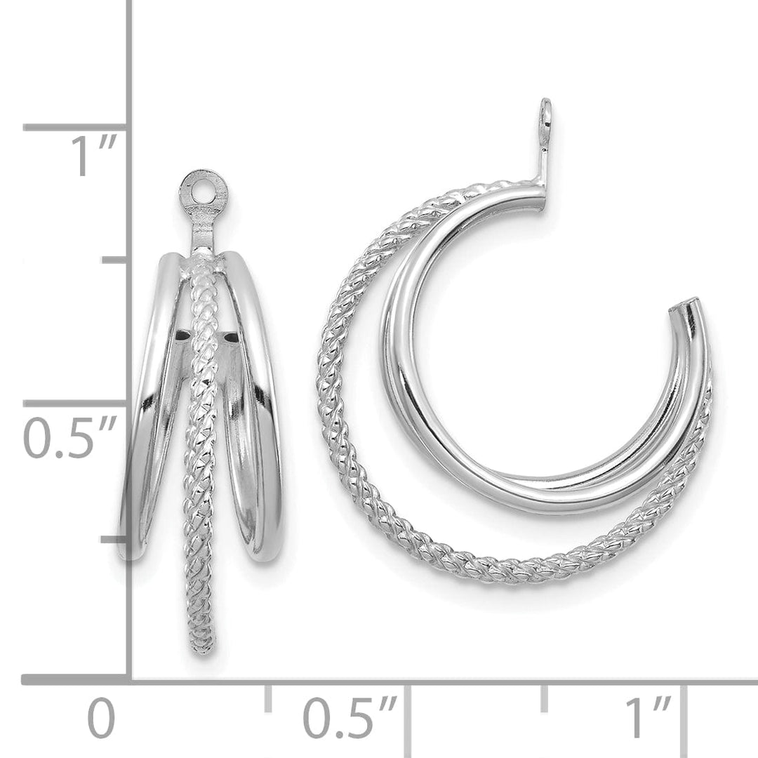 14K White Gold Twisted Triple Design Hoop Earring Jackets