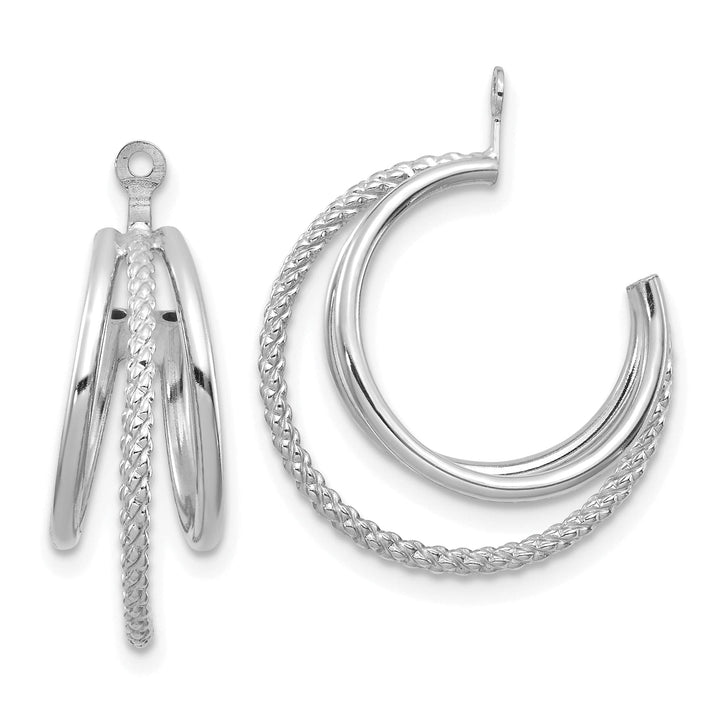 14K White Gold Twisted Triple Design Hoop Earring Jackets
