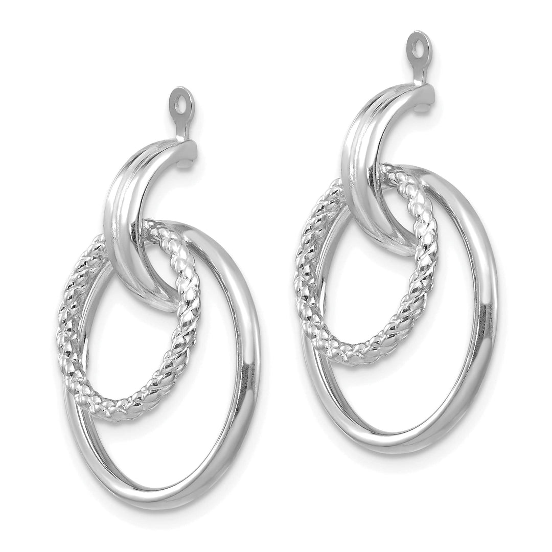 14K White Gold Twisted Fancy Doorknocker Design Earring Jackets