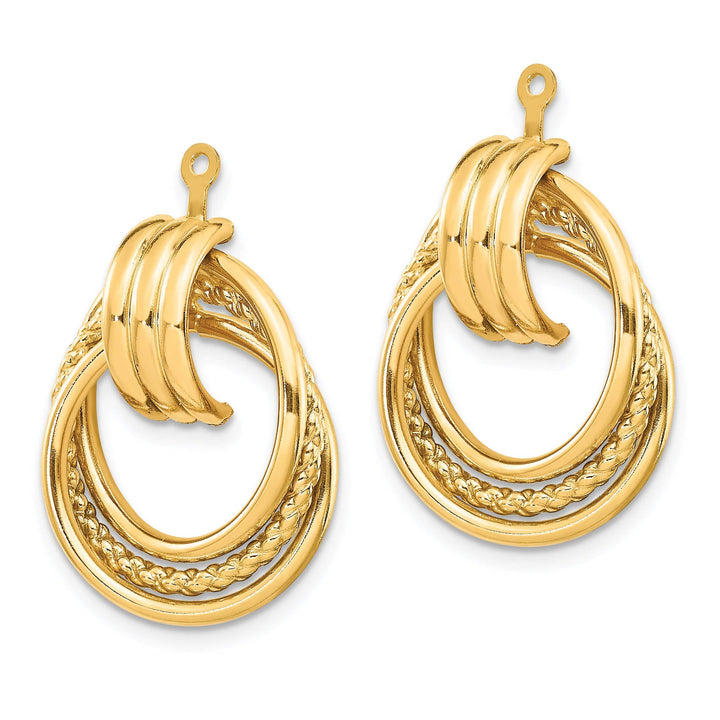 14k Yellow Gold Round Design Fancy Doorknocker Earring Jackets
