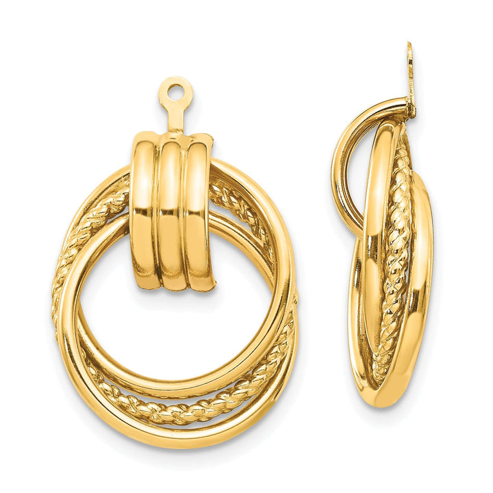 14k Yellow Gold Round Design Fancy Doorknocker Earring Jackets
