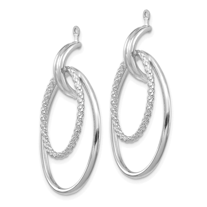 14K White Gold Double Oval Doorknocker Earring Jackets