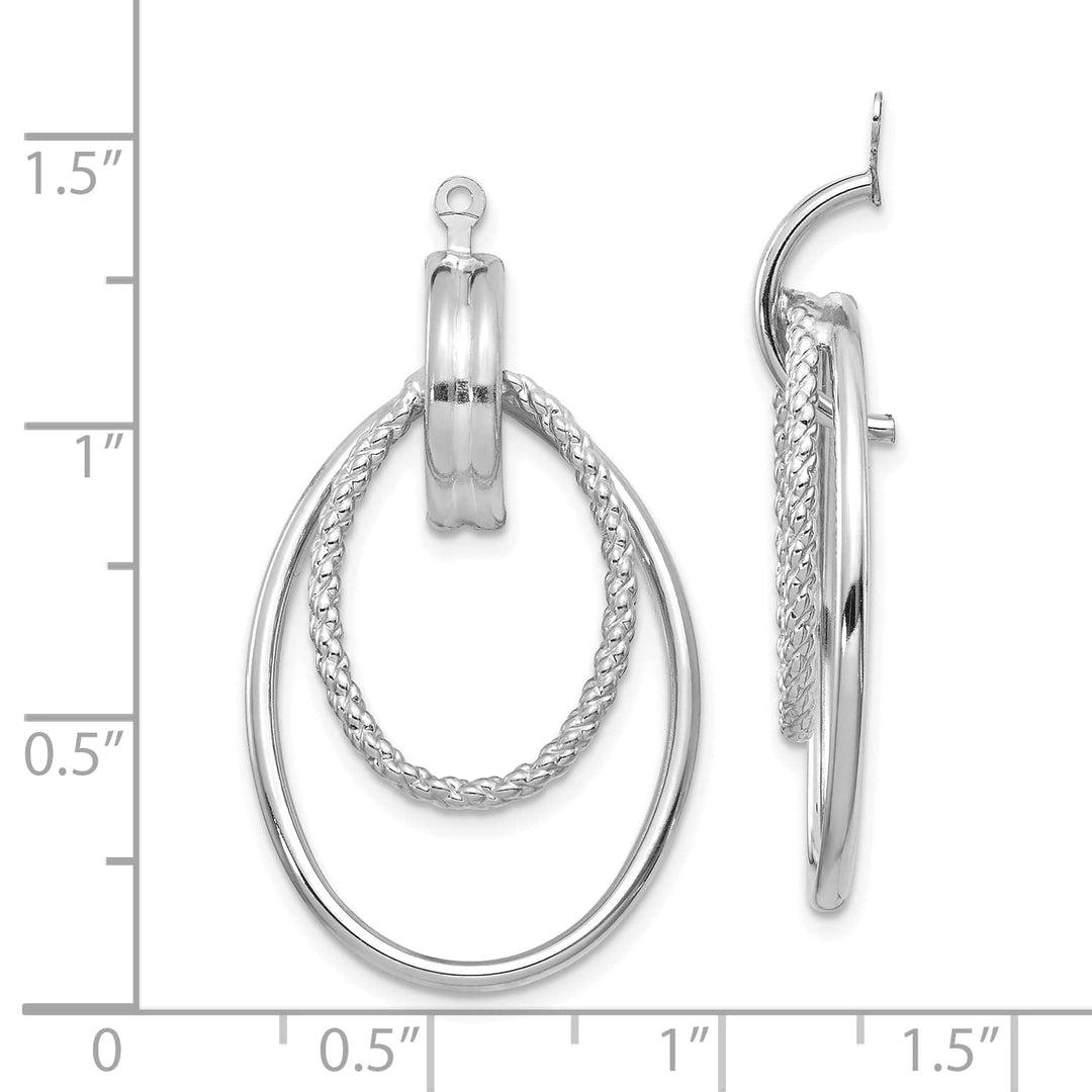 14K White Gold Double Oval Doorknocker Earring Jackets