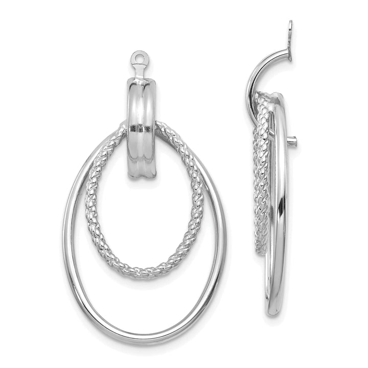 14K White Gold Double Oval Doorknocker Earring Jackets