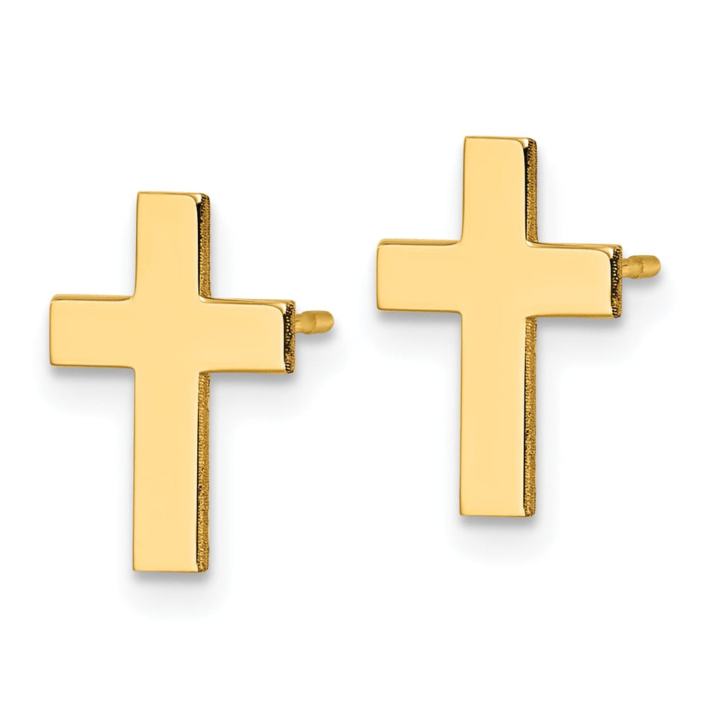 14K Yellow Gold Polished Cross Post Earrings