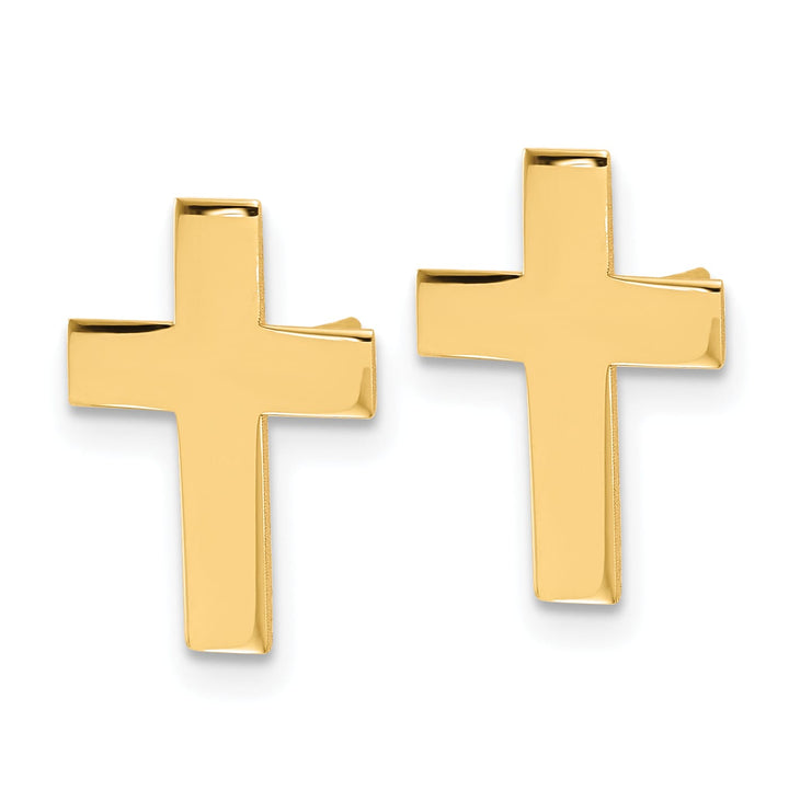 14K Yellow Gold Polished Cross Post Earrings